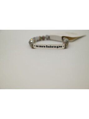 NWT Dylan Jewelry Bracelet No More Worries Silver Beaded Stretch Quote
